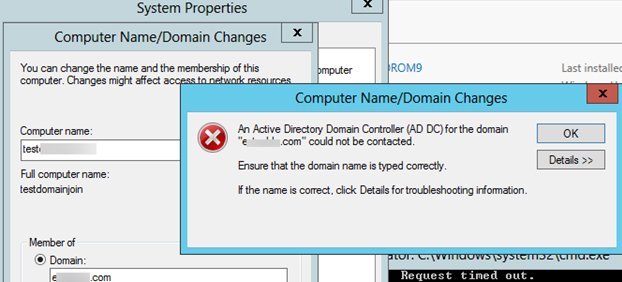 an active directory domain controller for the domain could not be contacted