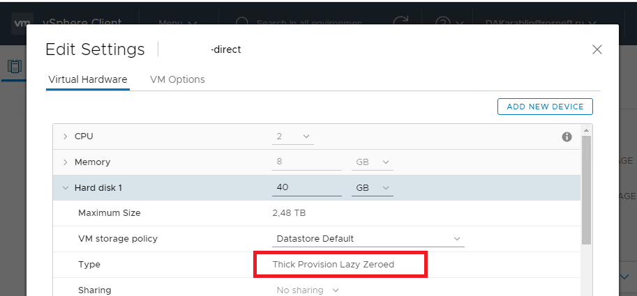 esxi convert thick to thin