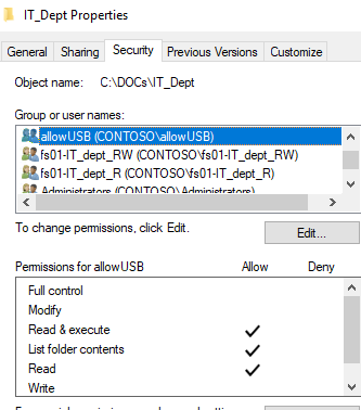 icacls list permissions