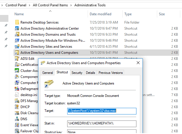 windows cannot find dsa.msc