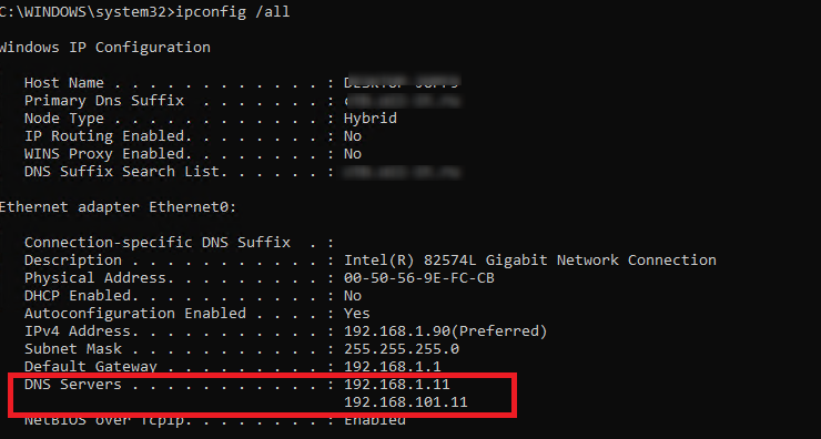 nslookup list dns servers