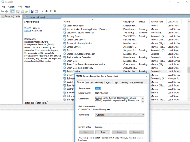 install snmp service windows