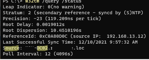 w32tm sync with domain controller