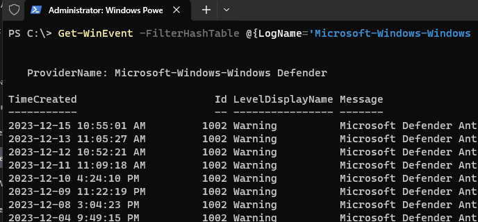 powershell get eventlog