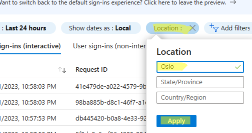 get azureadauditsigninlogs filter