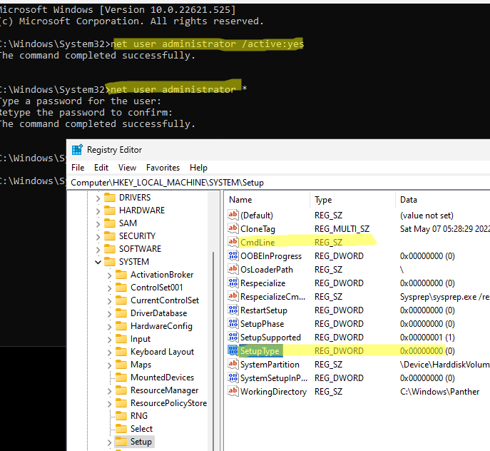 administrator account disabled windows