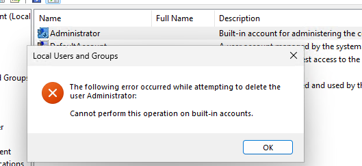 remove admin account windows 10